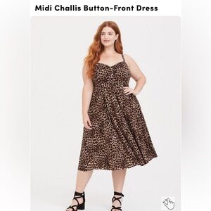 Torrid MIDI Challis Button Front Dress 2